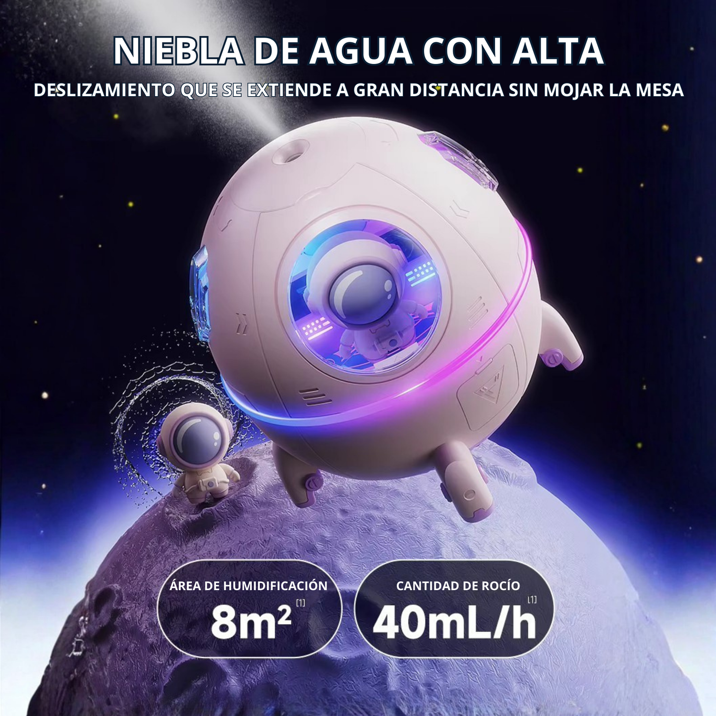 220ML Desktop Humidifier Portable USB Astronaut Air Humidifier Diffuser for Home with Colorful Light