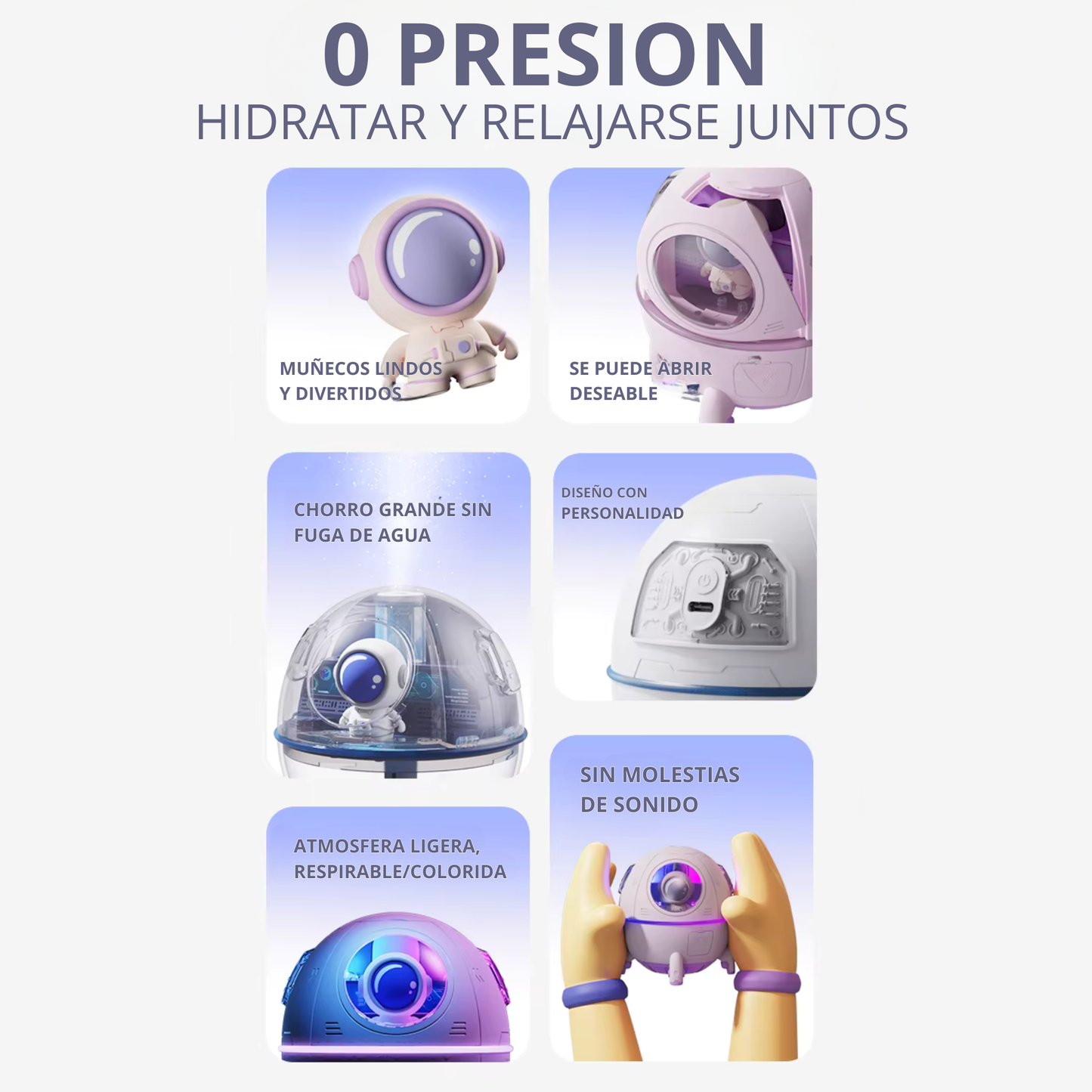 220ML Desktop Humidifier Portable USB Astronaut Air Humidifier Diffuser for Home with Colorful Light